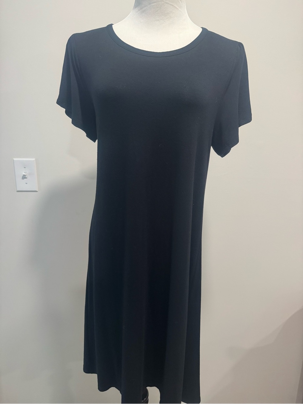 LOFT Black Flutter Sleeve Tshirt Dress